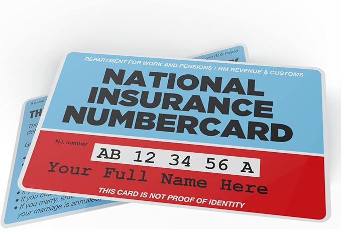A photo of the old red and blue National Insurance Number plastic card